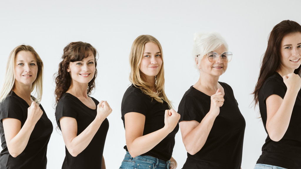 Vrouwen met zwarte T-shirt banner