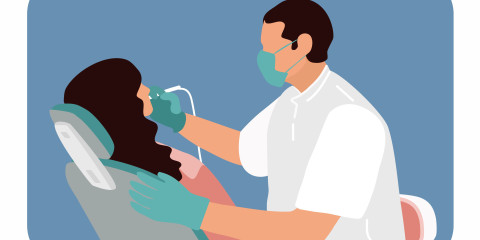 illustratie bezoek aan de tandarts