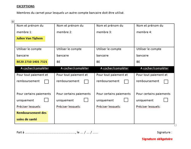 Formulaire changement compte bancaire ML Hainaut-Namur